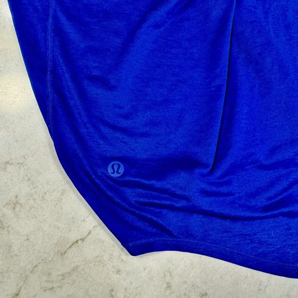 Lululemon Essential Tank Pleated Racerback Cobalt Blue Larkspur S/M Yoga Run Top - Picture 5 of 13